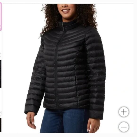 NWT 32 Degrees Heat Ultra Lightweight Down Packable Coat Jacket Black Sz L - Picture 2 of 14